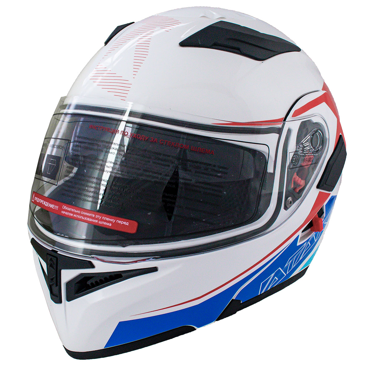 Шлем модуляр ATAKI JK902 Spot (красный/синий/белый глянцевый)