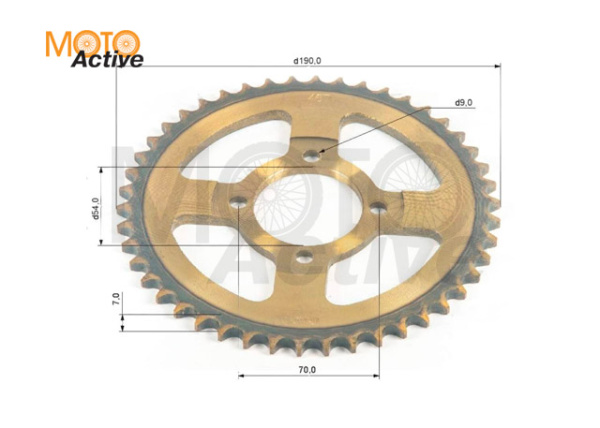 Венец, звезда ведомая (428-46) сталь, закаленные зубья Alpha/Delta 4х70х54