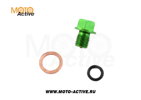 Пробка двигателя сливная с магнитом М12 х1,50 SM-PARTS зеленая