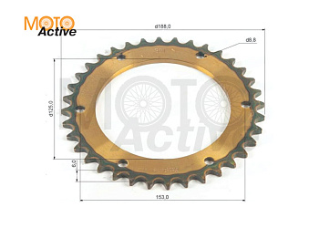Венец, звезда ведомая (520-36) сталь, закаленные зубья Кросс 250-450 6х153х125