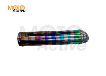 Глушитель (тюнинг) L-460*100 mm, креп. Ø78mm (нержавейка, зебра, цветной, прямоток, mod:5)