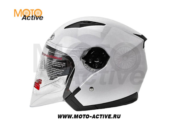 Шлем (открытый со стеклом) Ataki JK526 Solid, белый глянцевый