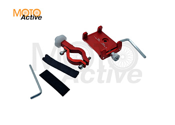 Держатель для телефона на руль (до 50*100mm) красный, алюминий