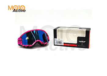 Очки для мотокросса FLY RACING ZONE (2019) розовые/бирюзовые, зеркальные-синие