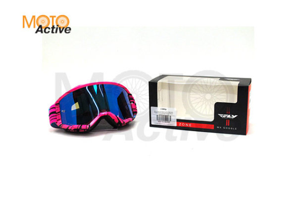 Очки для мотокросса FLY RACING ZONE (2019) розовые/бирюзовые, зеркальные-синие