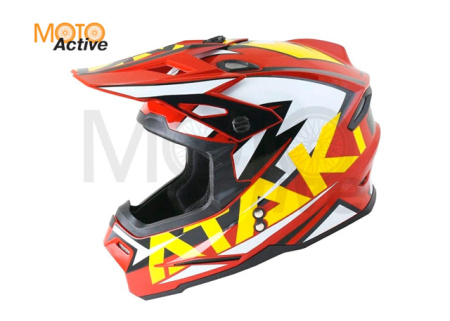 Шлем (кроссовый) Ataki JK801 Rampage, коричневый/желтый глянцевый