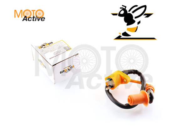 Катушка зажигания (тюнинг) 4T GY6 50-150, Honda DIO (оранжевая,  насвечник) "BEEZMOTO"
