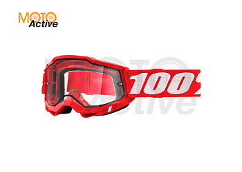 Очки 100% Accuri 2 Enduro Goggle Neon Red / Clear Dual Lens