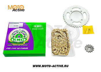 Комплект звезд   цепь привода 428H-132L\428-14\428-41 KMC питбайк