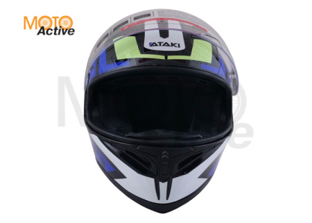 Шлем (интеграл) Ataki JK316 Route, синий/Hi-Vis желтый глянцевый