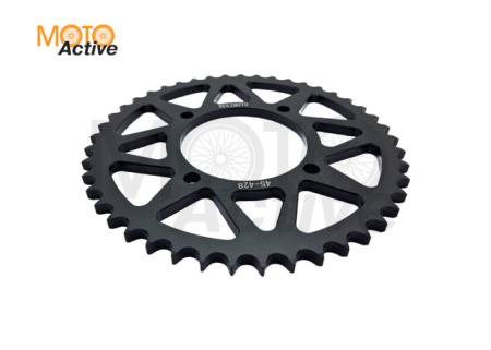 Звезда трансмиссии (задняя) питбайк 428-45T (аллюминиевая, черная) d-76mm, L-92mm"BEEZMOTO"