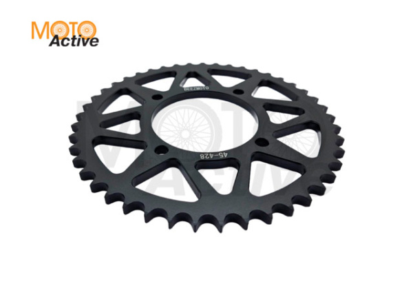 Звезда трансмиссии (задняя) питбайк 428-45T (аллюминиевая, черная) d-76mm, L-92mm"BEEZMOTO"