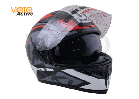 Шлем (интеграл) Ataki JK316 Route, серый/красный глянцевый