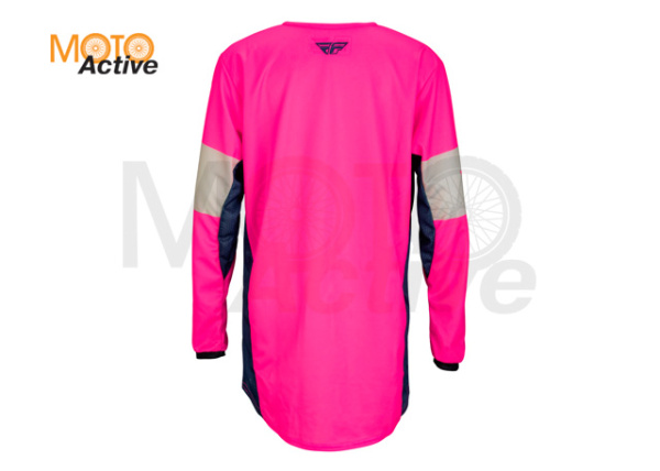 Джерси FLY RACING KINETIC KHAOS 2023 (детская), розовая/темно-синяя/серая