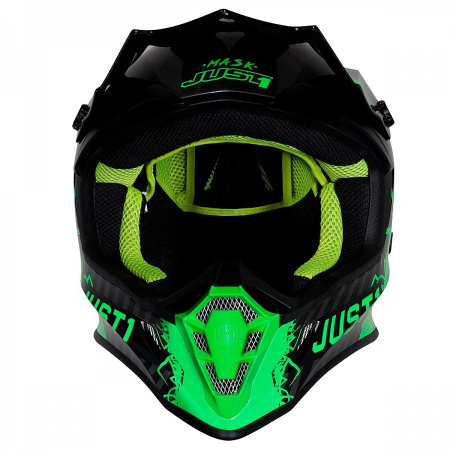 Шлем (кроссовый) JUST1 J38 MASK Hi-Vis, зеленый/серый/черный