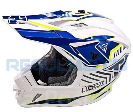 Шлем Kioshi TR кроссовый (H637) (Белый/ синий/ зеленый)