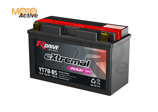 МОТО АККУМУЛЯТОР RDRIVE EXTREMAL IRIDIUM YT7B-BS
