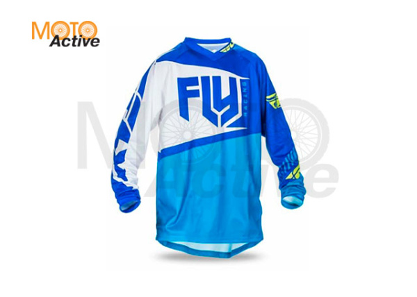 Футболка для мотокросса FLY RACING F-16 2017 синяя/Hi-Vis желтая