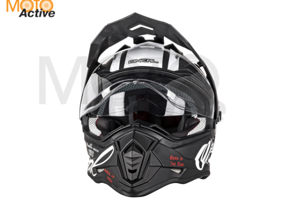 Шлем кроссовый со стеклом O'NEAL Sierra Torment V.22, черный/белый