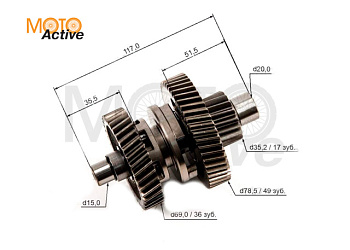 Вал редуктора промежуточный #3 161QMK-B2 200см3 с реверсом