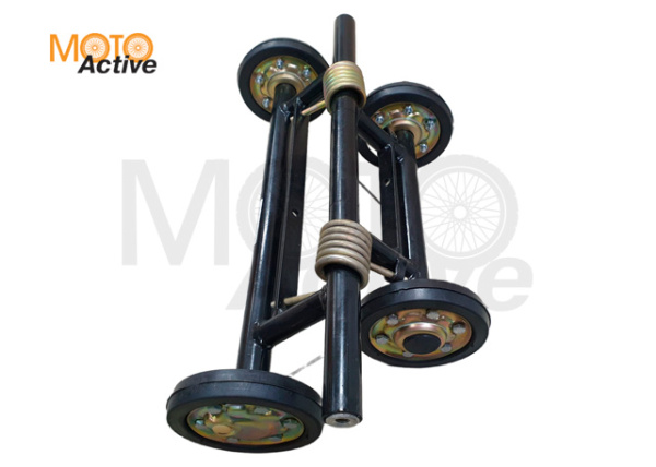 Тележка, 2 пружины 7 мм, 488мм, с сальниками, колеса металл, окрашен RAL 9005