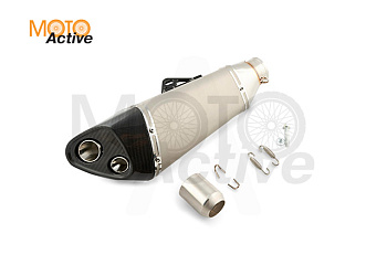 Глушитель (тюнинг) L-400*130 mm(нержавейка,три-овал,серебро, прямоток, mod:7)"118"