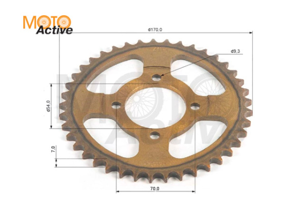 Венец, звезда ведомая (428-41) сталь, закаленные зубья Alpha/Delta 4х70х54
