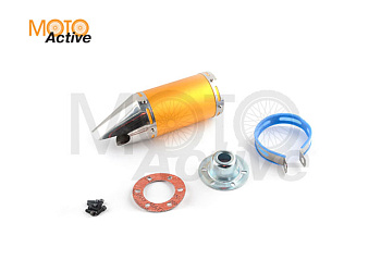 Глушитель (тюнинг) L-285*100 mm, креп. Ø78mm (нержавейка, короткий, золото, прямоток, mod:4)