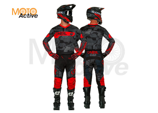 Штаны кросс-эндуро O'NEAL Element Camo V.22, черно-красные