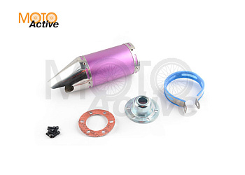 Глушитель (тюнинг) L-285*100 mm, креп. Ø78mm (нержавейка, короткий, фиолетовый, прямоток, mod:4)