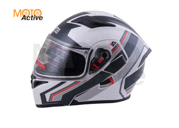 Шлем (модуляр) Ataki JK902 Shape, белый/серый глянцевый