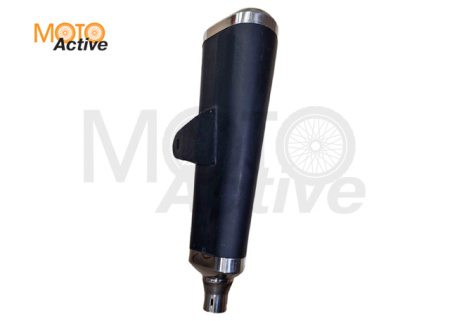 Глушитель (тюнинг) L-500*100 mm, креп. Ø78mm (три-овал, черный, конус, прямоток)