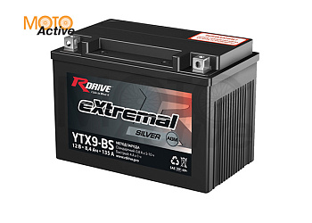 МОТО АККУМУЛЯТОР RDRIVE EXTREMAL SILVER YTX9-BS