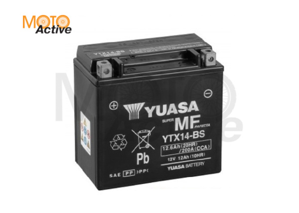 Мотоциклетная аккумуляторная батарея Yuasa Maintenance Free VRLA YTX14-BS(CP), 12 Ач