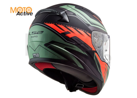 Мотошлем LS2 FF353 Rapid Gale, черно-красно-зеленый матовый