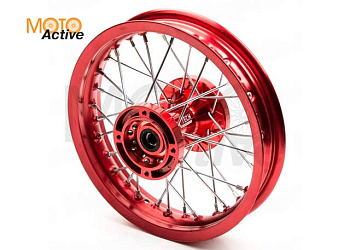 Обод задний 12" (1,85-R12 d=15mm) CNC ступица, алюминий/красный X-TECH