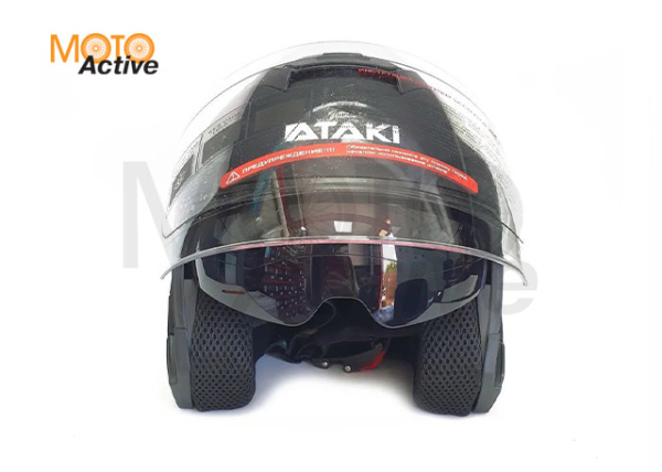 Шлем (открытый со стеклом) Ataki JK526 Stripe, черный/белый матовый