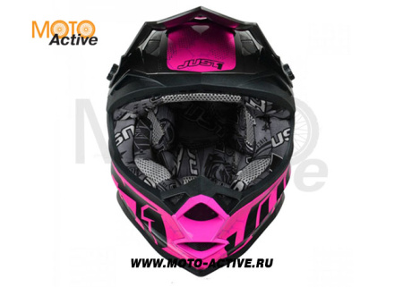 Шлем детский (кроссовый) JUST1 J32 YOUTH SWAT Hi-Vis, розовый/черный глянцевый