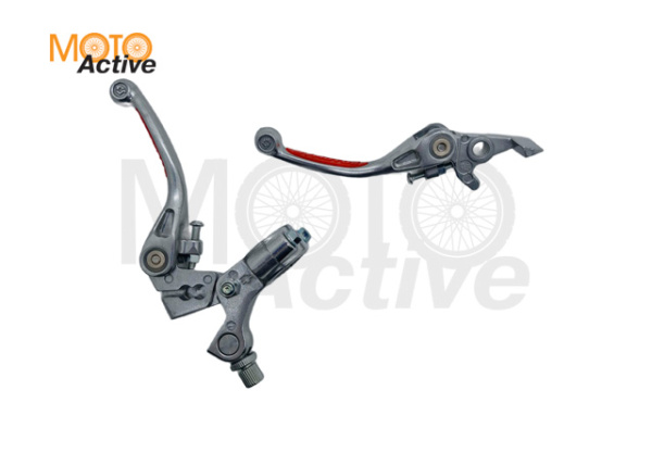 Рычаги тормоза сцепления складные с силиконовыми накладками в сборе питбайк SM-PARTS красные