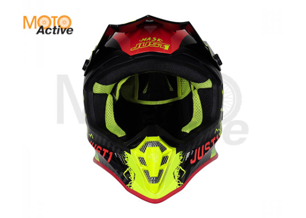 Шлем (кроссовый) JUST1 J38 MASK, Hi-Vis желтый/красный/черный глянцевый