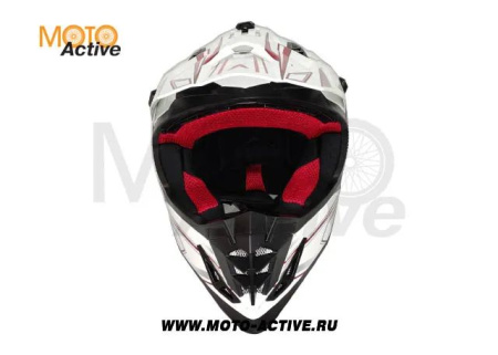 Шлем (кроссовый) ATAKI SC-16 Rift, красный/белый глянцевый