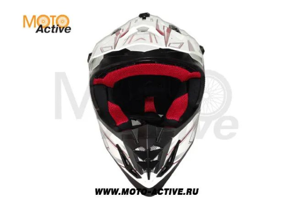 Шлем (кроссовый) ATAKI SC-16 Rift, красный/белый глянцевый