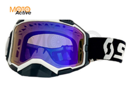 Очки Scott (бело-черные с синей линзой)