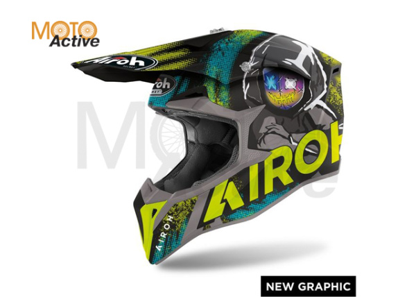 Кроссовый шлем Airoh Wraap Alien Yellow Matt