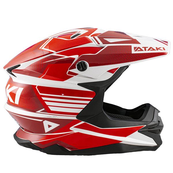 Шлем кроссовый ATAKI JK801A Legacy (красный/белый глянцевый)