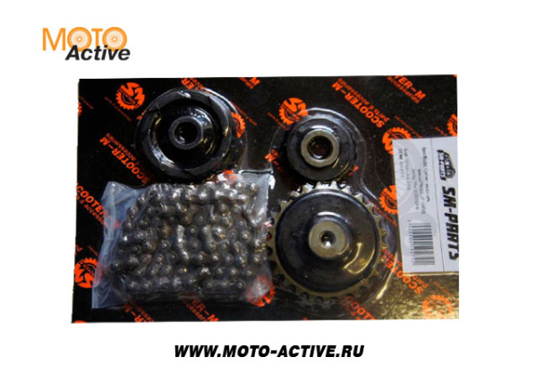 Комплект звезд   цепь привода ГРМ (82L) 4T 139FMB (мопед) 50сс SCOOTER-M