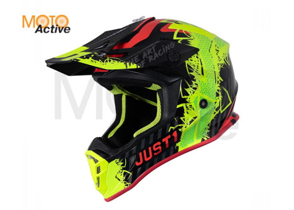 Шлем (кроссовый) JUST1 J38 MASK, Hi-Vis желтый/красный/черный глянцевый