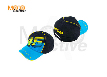 Бейсболка "46" (черная, синий козырек)