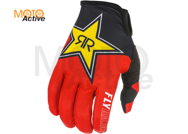 Перчатки FLY RACING LITE ROCKSTAR 2021 черные/красные/желтые