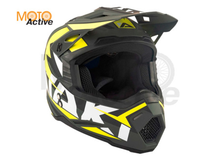 Шлем (кроссовый) Ataki JK801 Rampage, серый/желтый матовый